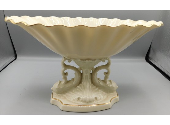 Lenox Dolphin Compote Aquarius Collection Ruffled Bowl