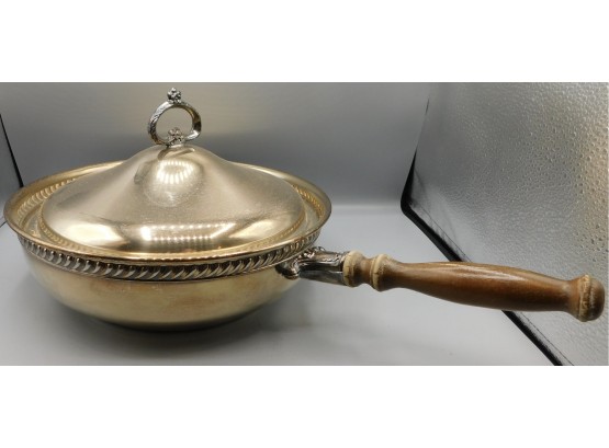 Vintage Silver Plated Saucepan With Lid And Wood Handle