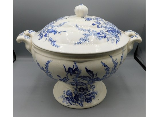 Vintage Hand Painted Floral Pattern Ceramic Soup Tureen With Lid