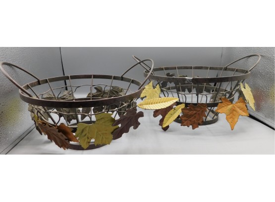 Decorative Metal Leaf Pattern Baskets
