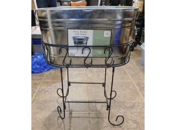 Galvanized Steel Party Bucket With Wrought Iron Stand