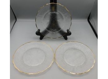 Vintage Lot Of Decorative Glass Plates With Gold Trim - 4 Total