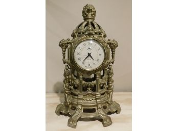 Vintage Brass-tone Real Clock Quartz Mantle Clock - Made In Italy