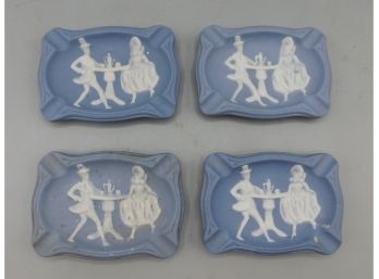 Wedgewood Style Made In Japan Ceramic Hand Painted Ashtray Set Of 4