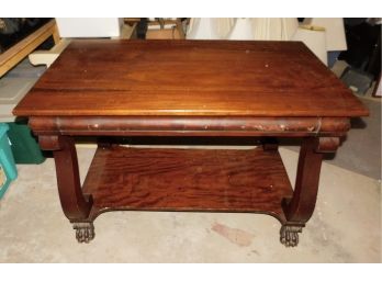 Vintage Solid Wood Carved Claw Footed Console Table