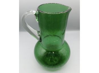 Decorative Green Crackle Glass Pitcher