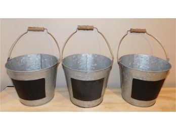 Set Of Elegant Expressions By Hosley Galvanized Steel Buckets With Chalk Board And Handles
