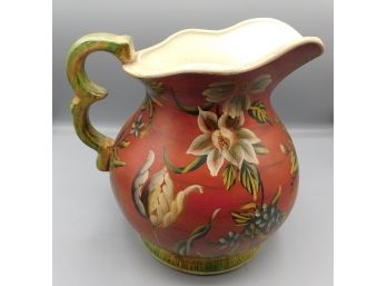 Lovely Ceramic Hand Painted Floral Pitcher