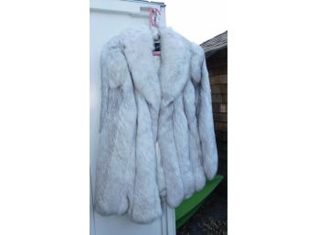 Lovely Adolfo Superb Quality Ranched Silver Fox Fur Coat  M/l