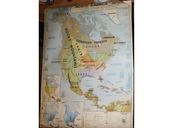 Vintage Macmillan 1970 Map Of North America Printed In France Agriculture And Climate