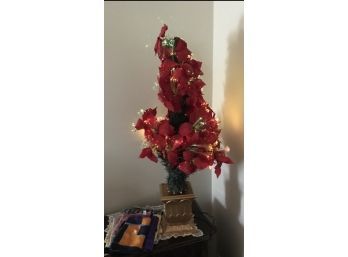 Fiber Optic Faux Poinsettia Christmas Tree