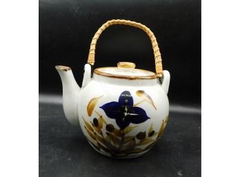 Handpainted Ceramic Teapot With Sturdy Plastic Handle