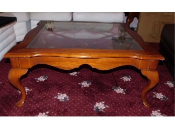 Stylish Wooden Coffee Table With Glass Top