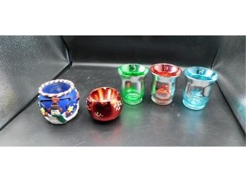 Assorted Glass Holiday Candle Holders And Decor