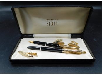 Fabil - Pen And Cuff Link Set With Leather Case