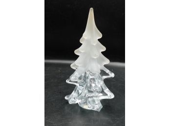 Hand Crafted Crystal Glass Christmas Tree Figurine With Frosted Top, 6'