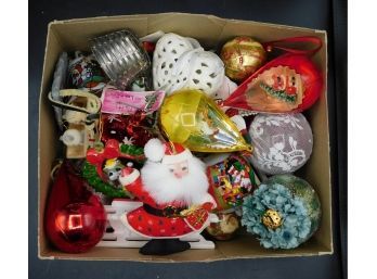 Box Of Assorted Vintage Christmas Ornaments
