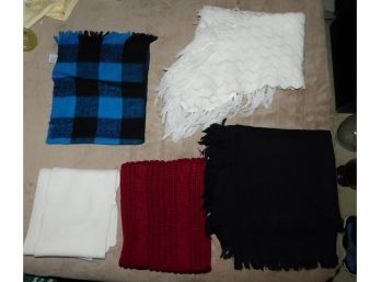 Lot Of Assorted Acrylic Fabric Scarves (5)