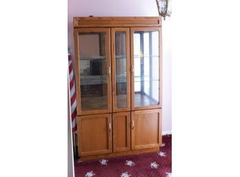 Solid Wooden China Cabinet With Built In Light