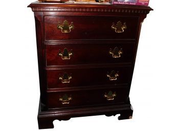 Vintage Thomasville - 4 Drawer Wooden Nightstand With Gold Tone Handles