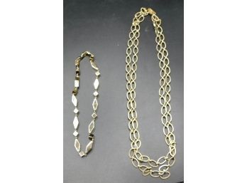 Monet Gold Tone Chain Link Necklace And Diamond Pattern Necklace