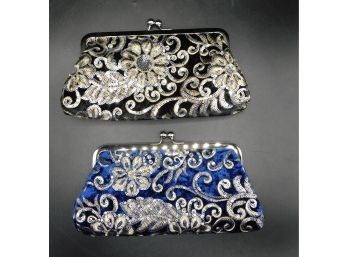 King Of Luck Sequin Evening Clutch  - 1 Blue And 1 Black