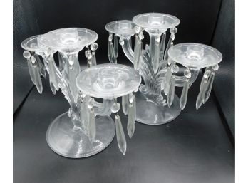 Lovely Cut Glass Candlestick Holders - Pair Of 2