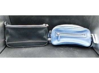 Coach - 1 Black And 1 Blue Leather Clutch Handbags With Carrying Strap