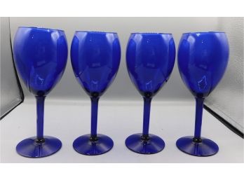 Set Of Cobalt Blue Wine Glasses - 4 Total
