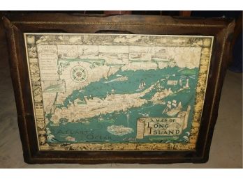 Vintage Map Of Long Island Print In Wood Frame