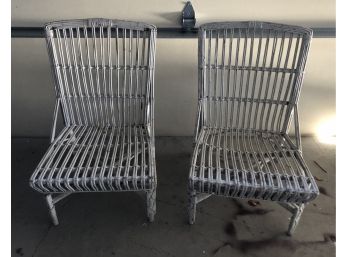 Classic Vintage Pair Of Outdoor Wicker Chairs