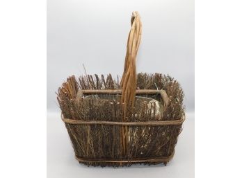 Decorative Twig Woven Basket With Handle