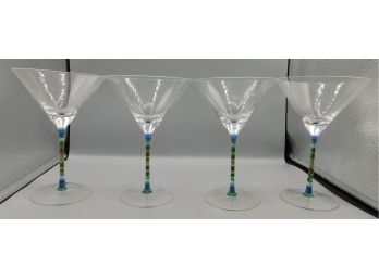 Lot Of Colorful Stemware Margarita Glasses - 8 Total
