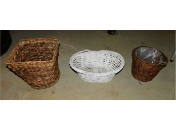 Assorted Lot Of Wicker Baskets - 3 Total