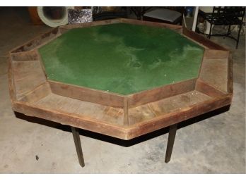 Vintage Solid Wood Felt Top Poker Table