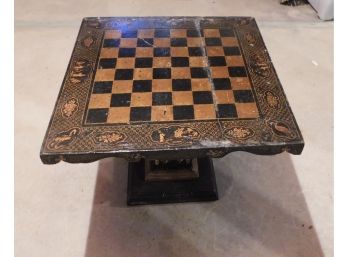 Vintage Solid Wood Checker Board Game Table