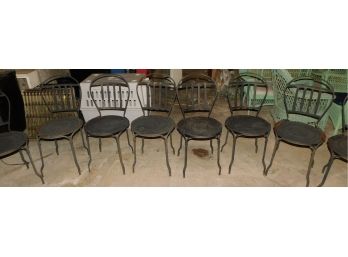 Vintage Lot Of Outdoor Wrought Iron Foldable Chairs - 10 Total