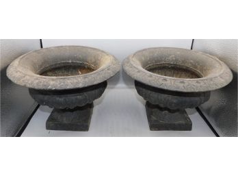 Vintage Pair Of Cast Iron Footed Planters