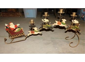 Decorative Wrought Iron 4 Arm Santa Sleigh Style Tea Light Holder