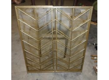 Lovely Brushed Gold-tone Wrought Iron Fireplace Screen