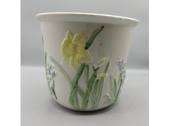 Lovely Hand Painted Ceramic Planter - Made In Italy