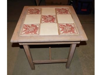 Lovely Solid Wood Tile Top End Table