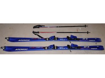 Pair Of Atomic Carv-x 9.18 Skis With Ski Poles