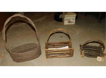Lot Of Twig Woven Baskets - 3 Total