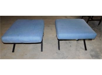 Pair Of Metal Frame Ottomans With Cushions