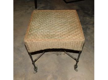 Wrought Iron Wicker Top End Table