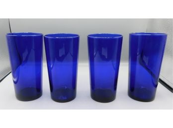 Set Of Cobalt Blue Drinking Glasses - 4 Total