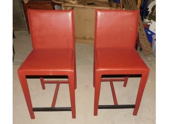 Pair Of Maria Yee Faux Leather Bar Chairs