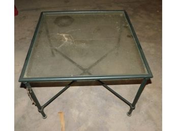 Wrought Iron Outdoor Glass Top End Table