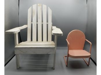 Pair Of Mini Wood/metal Chair Decor